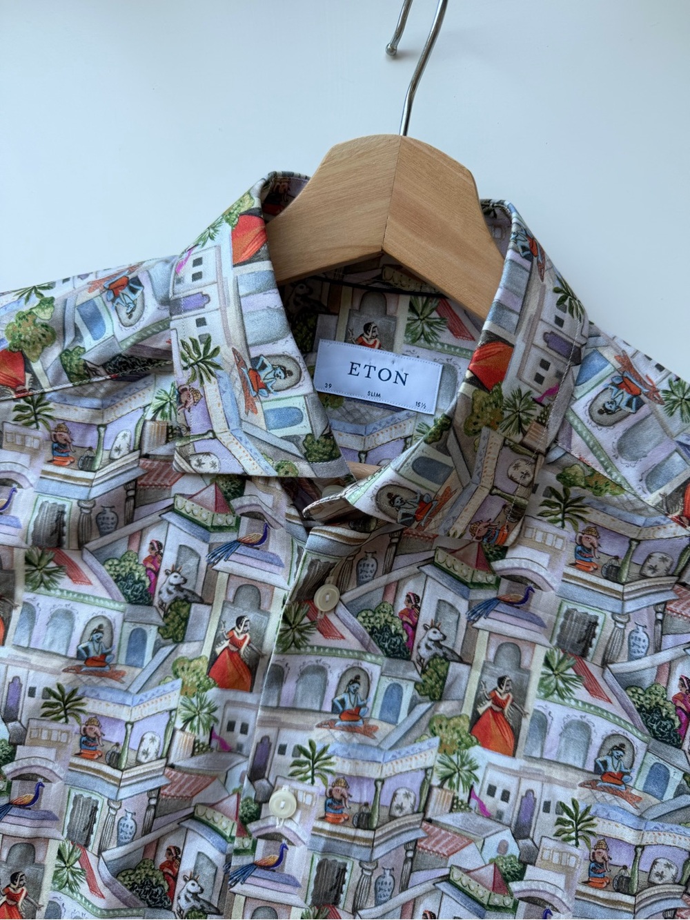 Eton Men's Button-Down Shirt in Multi-Color Architectural Print